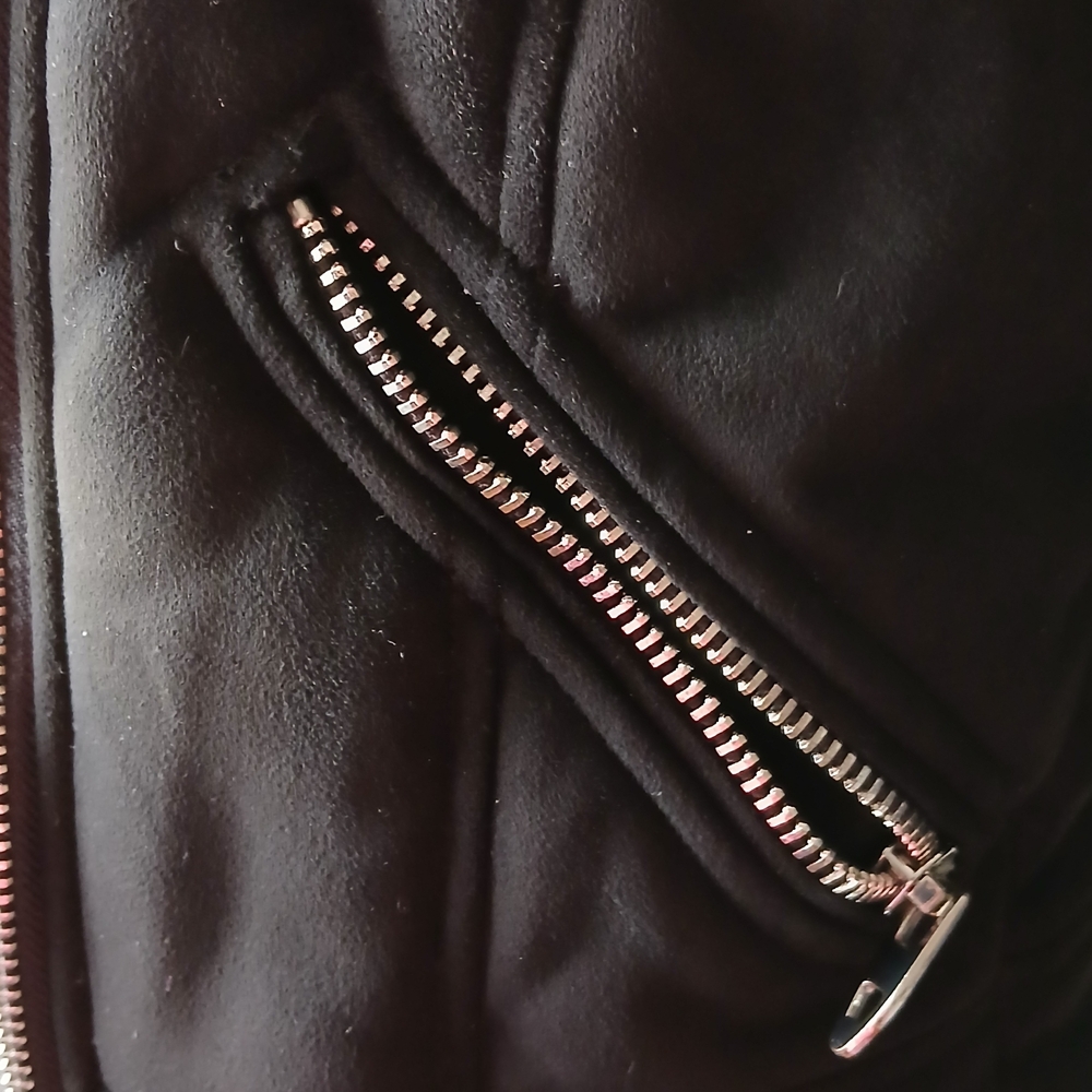 Zara Black Faux Fur And Suede Jacket
